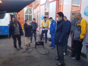 モンゴルでの排ガス量測定テストの様子